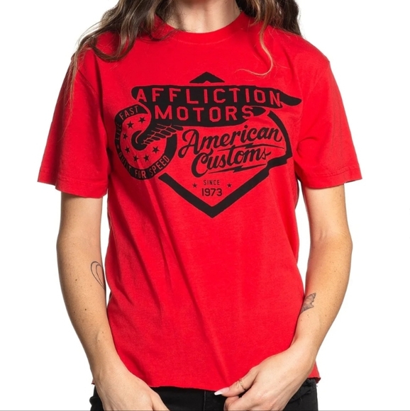 Affliction Rolling Motors Women's Short Sleeve Tee - Picture 1 of 5